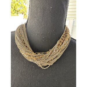 Cara New York Bronze Dark Gold Tone Layered No Tangle Statement Necklace NEW